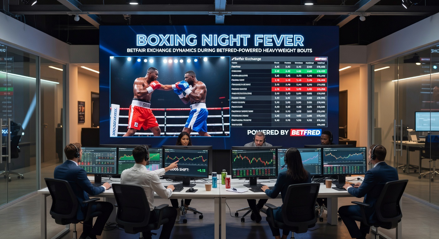 Chart depicting Betfair Exchange matched bet volume spiking during key moments of a Betfred-streamed heavyweight bout, with peaks at knockdowns and final bell