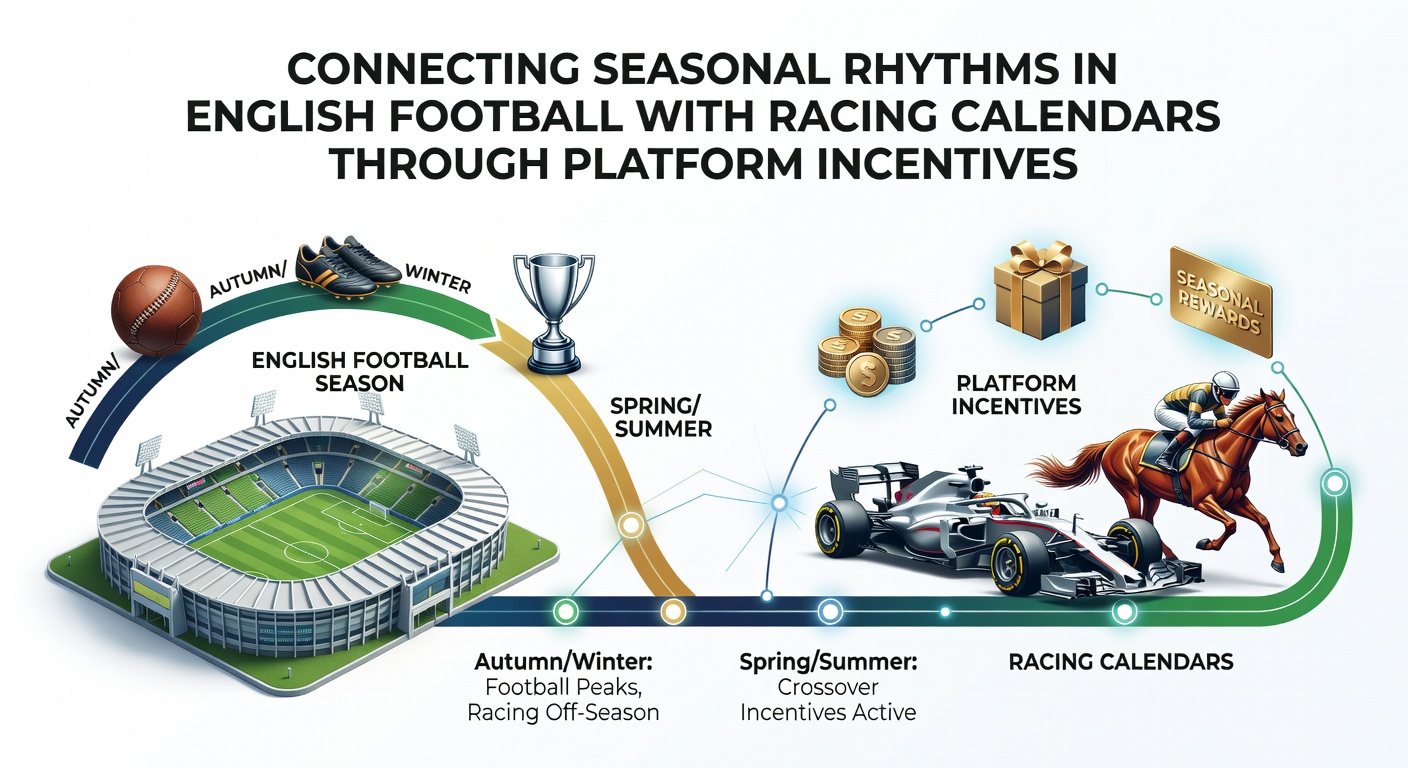 Visual representation of overlapping football and racing seasonal calendars with platform incentive markers