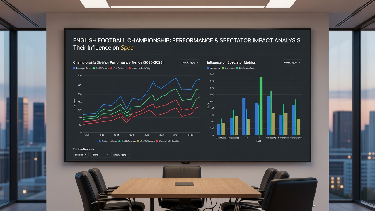 Data visualization of Championship performance trends including goal averages and promotion statistics