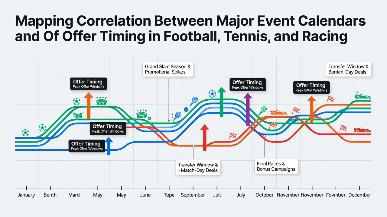 Calendar overlays showing football fixtures, tennis tournaments, and racing meets aligned with promotional timelines