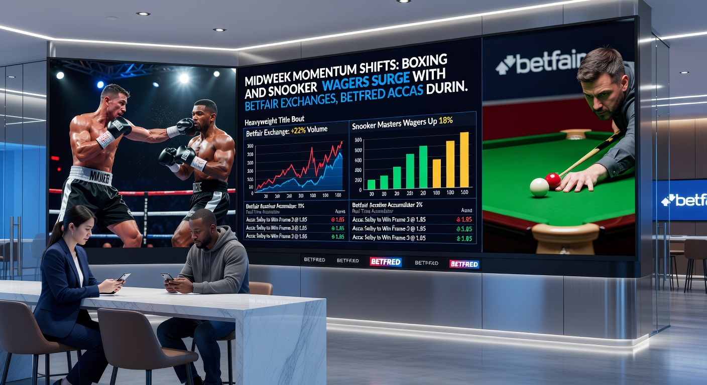 Snooker table action with Betfred accumulator odds displayed alongside a boxing glove adn midweek calendar marking football breaks