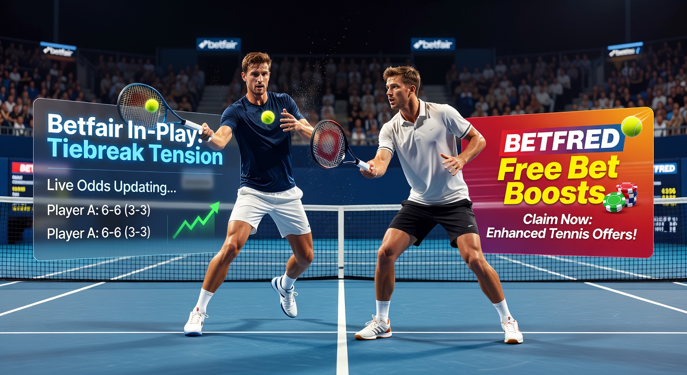 Betting interface showing live tennis odds and free bet promotions side by side